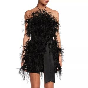 Gianni Bini Jordana Feather Tie Sash Halter Dress